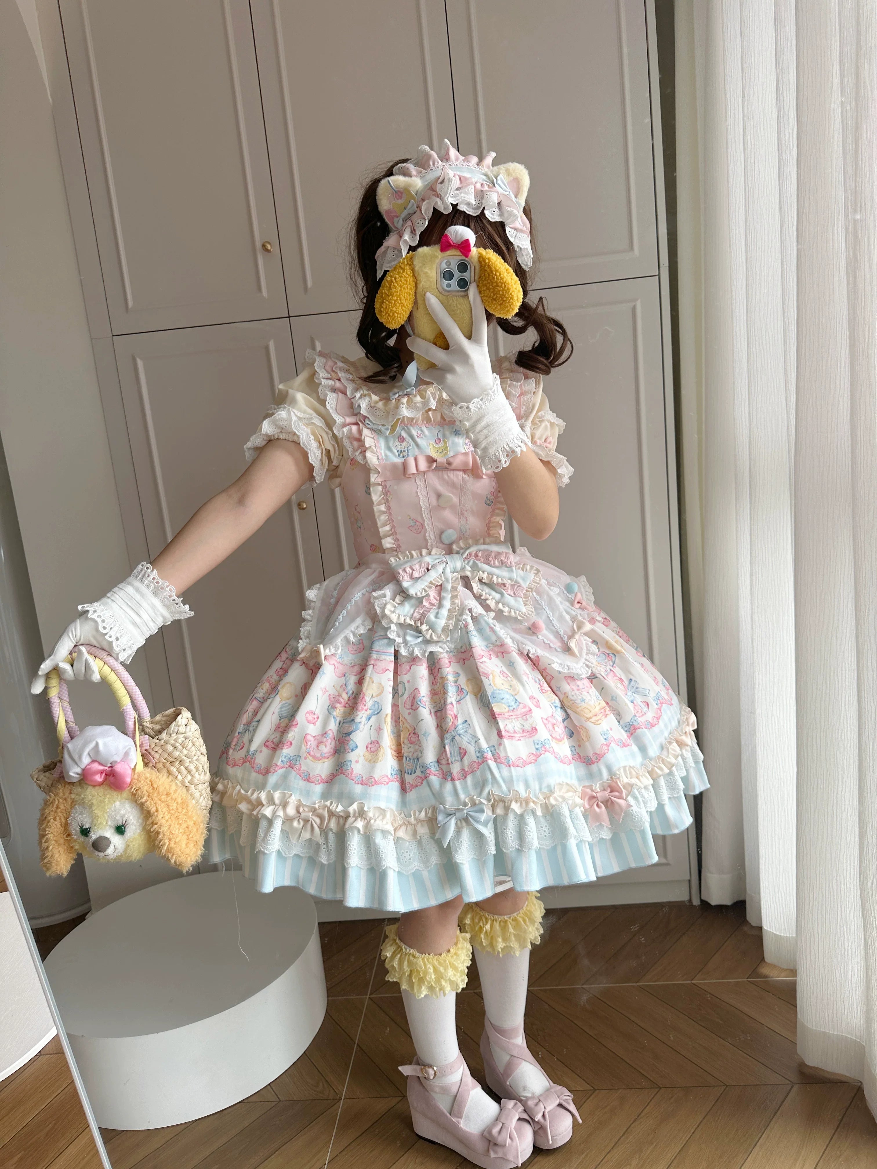 Sweet Cat Fruit Candy - Sweet Lolita Dessert Printed JSK Dress, Bows & Ruffles and Accessories - image 8