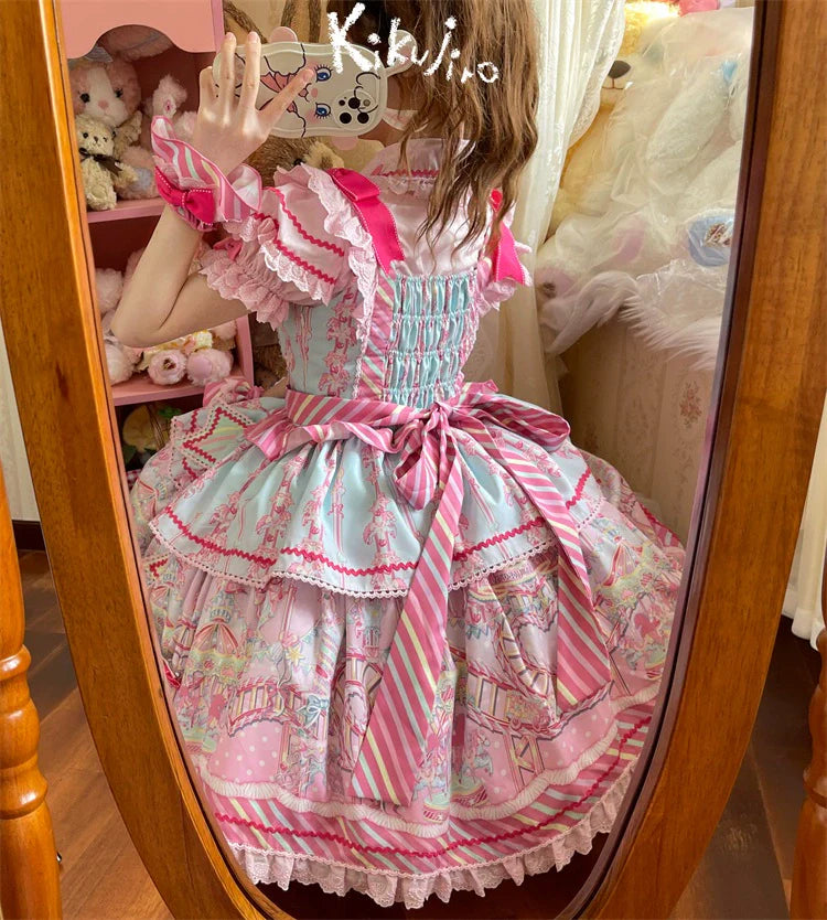 Candy Park Sweet Lolita Print Jumper Dress and Accessories - image 7