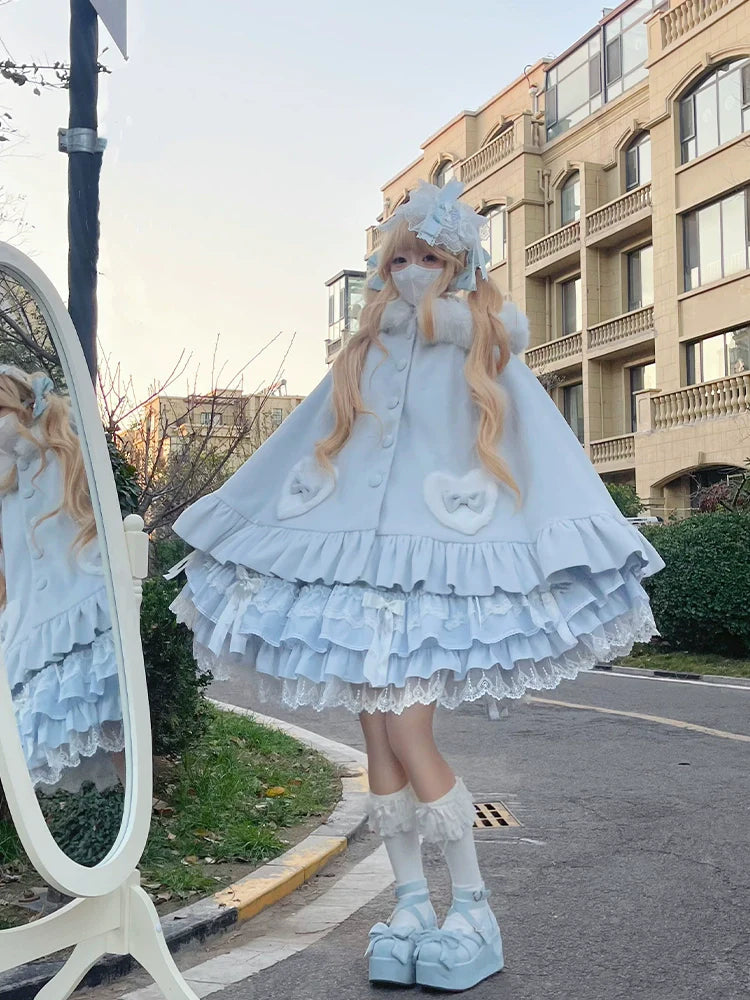 Winter Kawaii Lolita Cape with Bunny Ear Hood - image 9