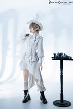 Rabbit Theater White Moonlight - Ouji Lolita Shorts Set, Rabbit Hat - image 12