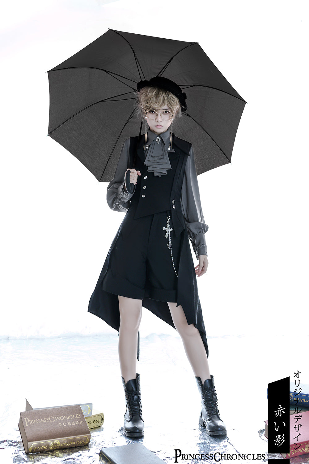 Black and Blue Retro Ouji Lolita Shirt with Mutton Sleeves - image 15