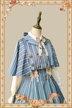 Elegant Lolita Stripe High-waist Jumper Dress Set and Cape - image 34