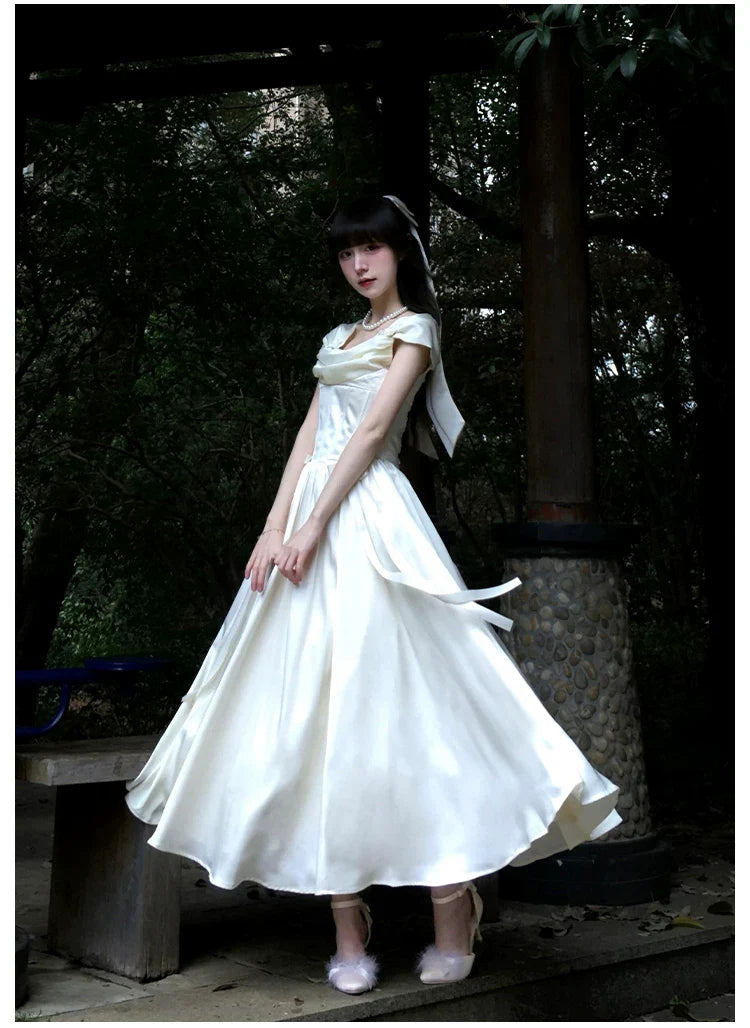 For Beloved - Classic Lolita Satin JSK Dress Set, Fishbone Waist - image 34