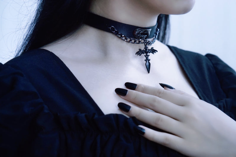 Gothic Lolita Cross Leather Choker - image 21
