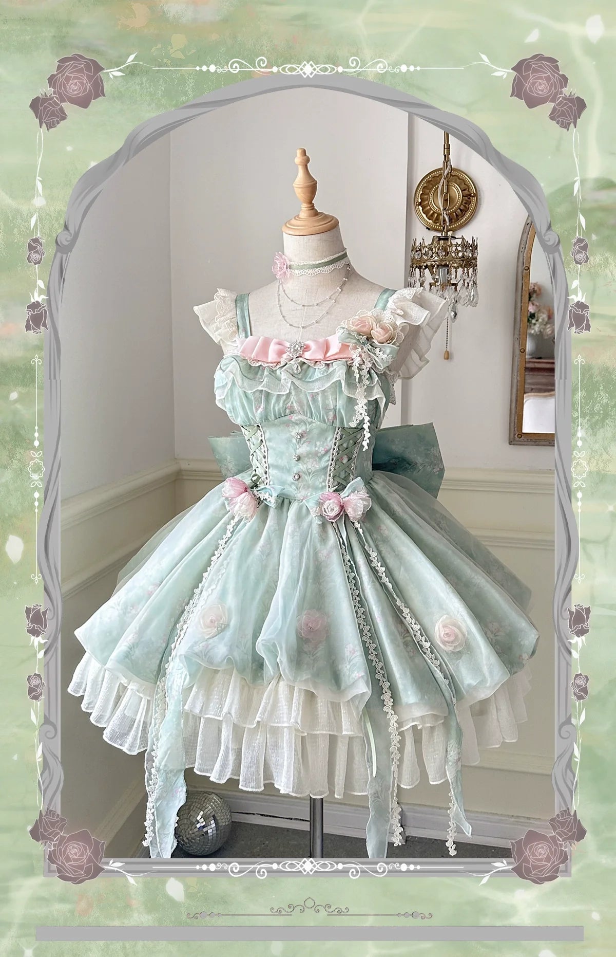 Floral Magician - Sweet Lolita Dress Floral Print Short Length JSK - image 17