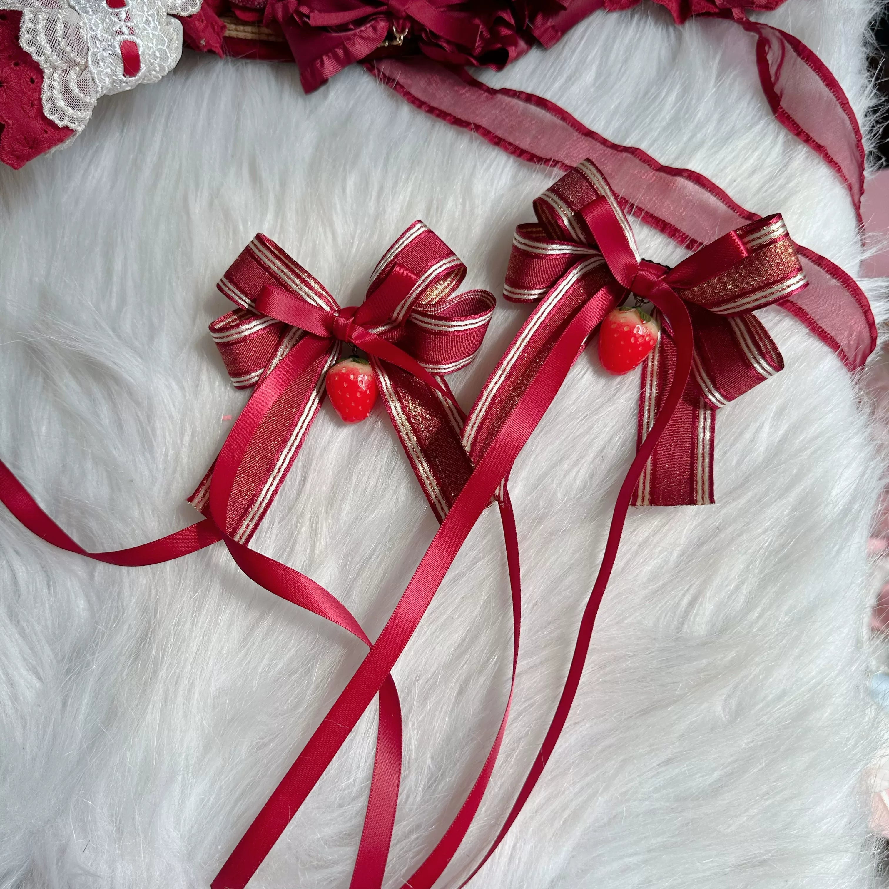 Red Sweet Lolita Headdresses and Strawberry Accessories - image 8