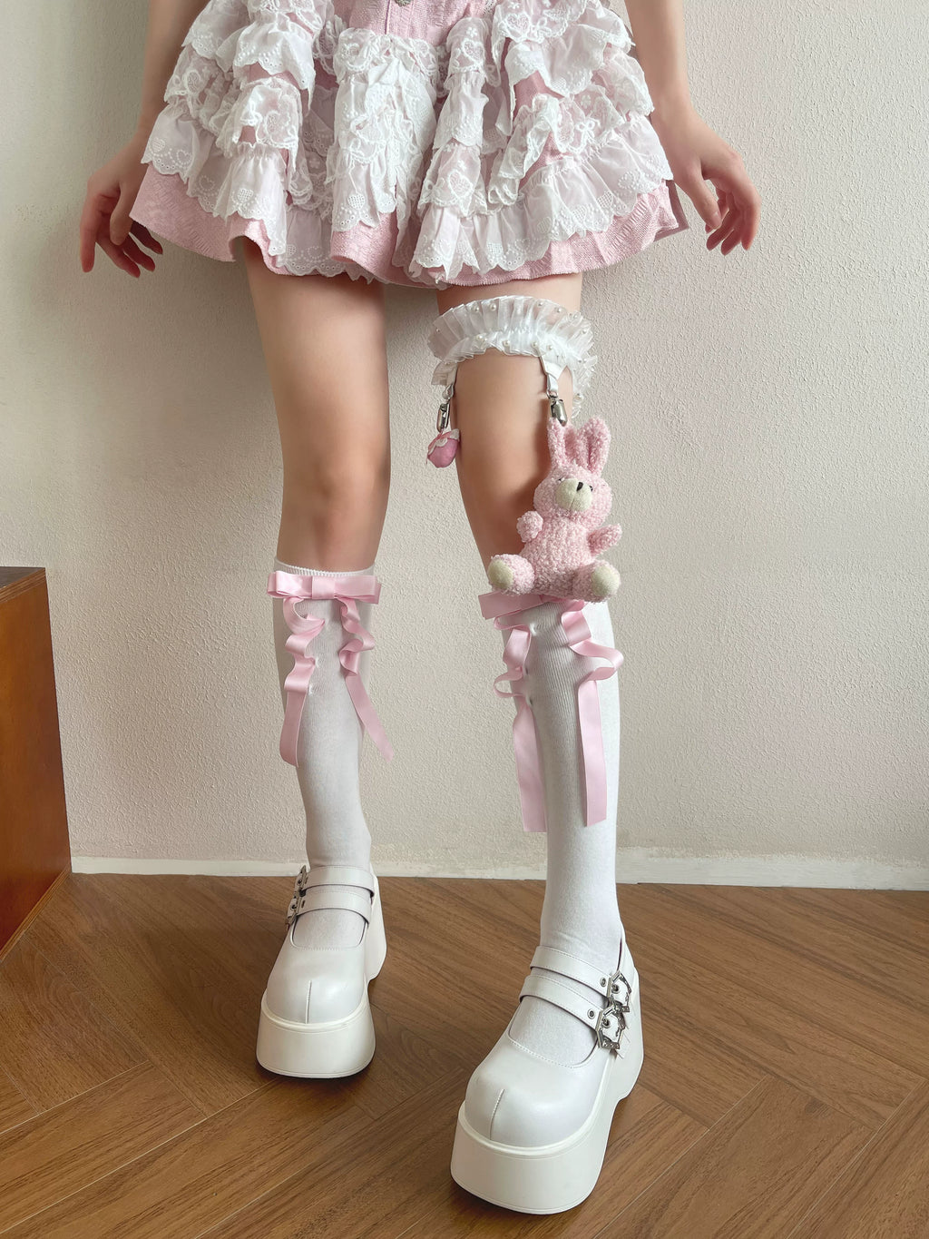 Sweet Lolita Calf Socks and Rabbit Bow Leg Garter - image 2