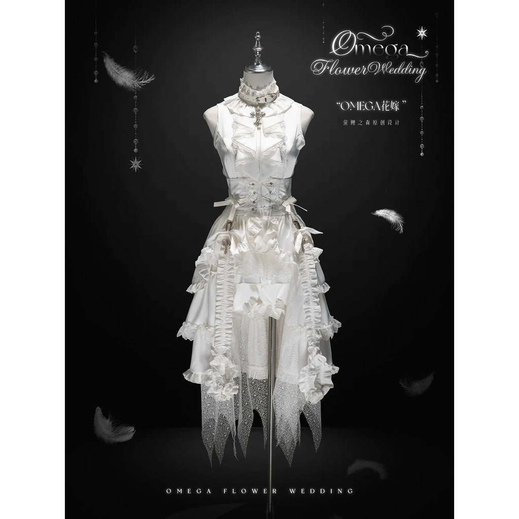 Omega Wedding Gothic Ouji Lolita White Suit - image 21