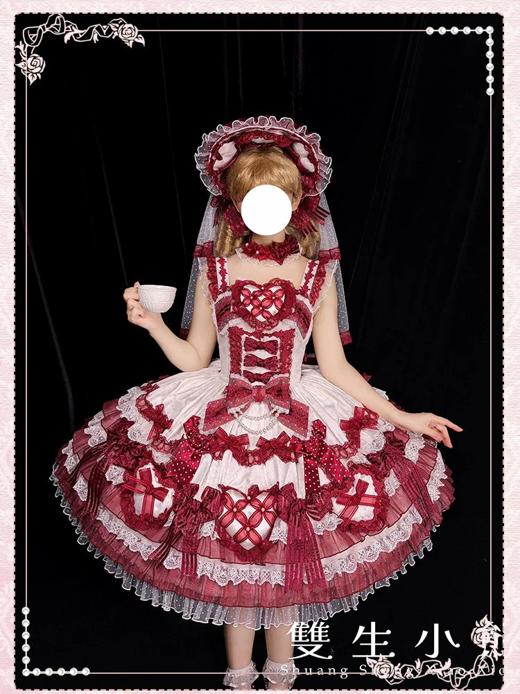 Heart of Love - Sweet Lolita Wedding JSK, Bow Details - image 14