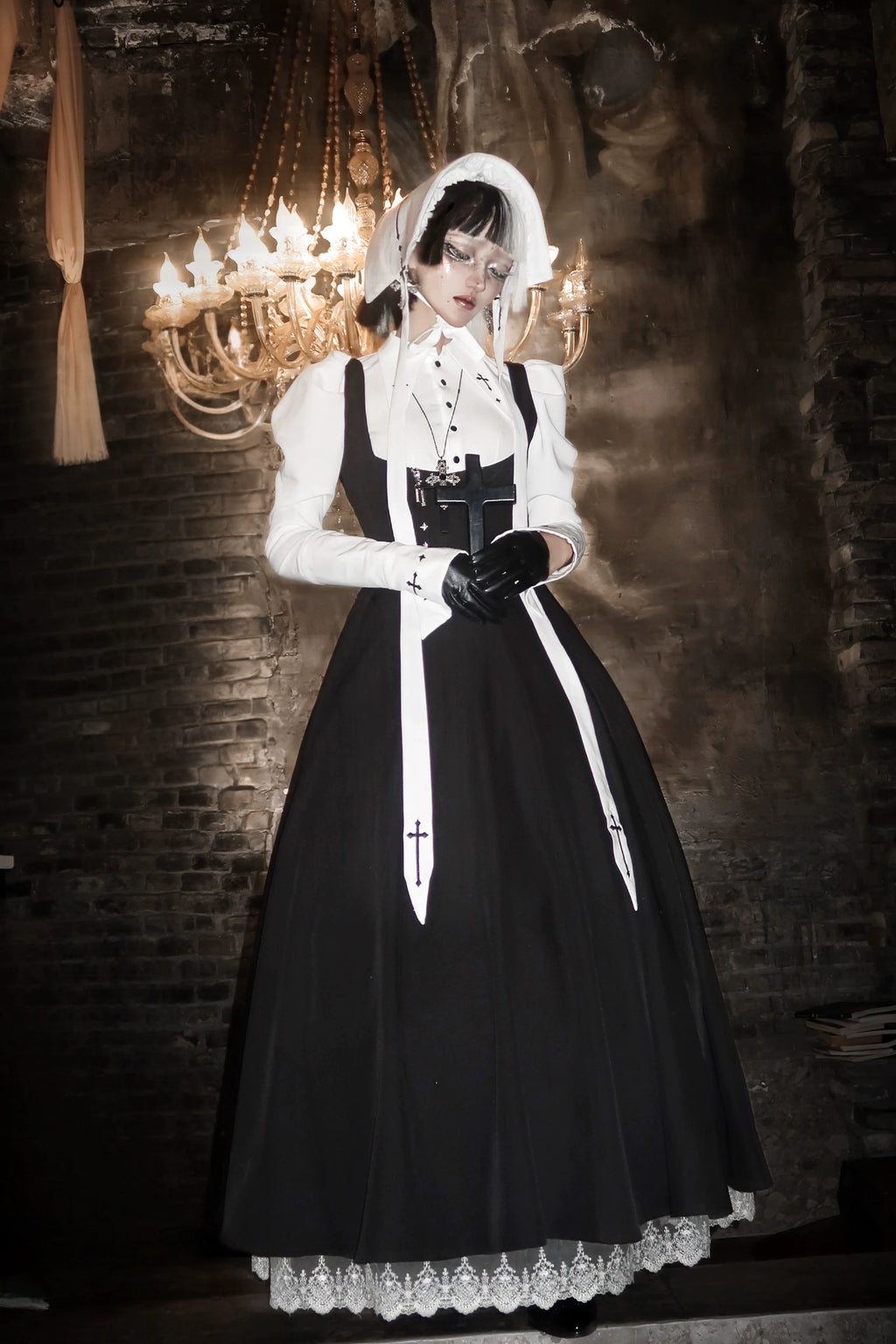 Gothic Lolita Bust-supporting JSK Set, Cross Embroidery - image 8