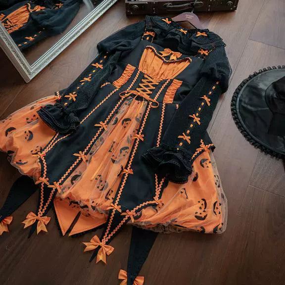 Halloween Gothic Lolita JSK Dress, Pumpkin-inspired Dress - image 15