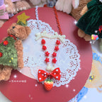 Sweet Lolita Strawberry Necklace Red Polka Dot Bow - image 5