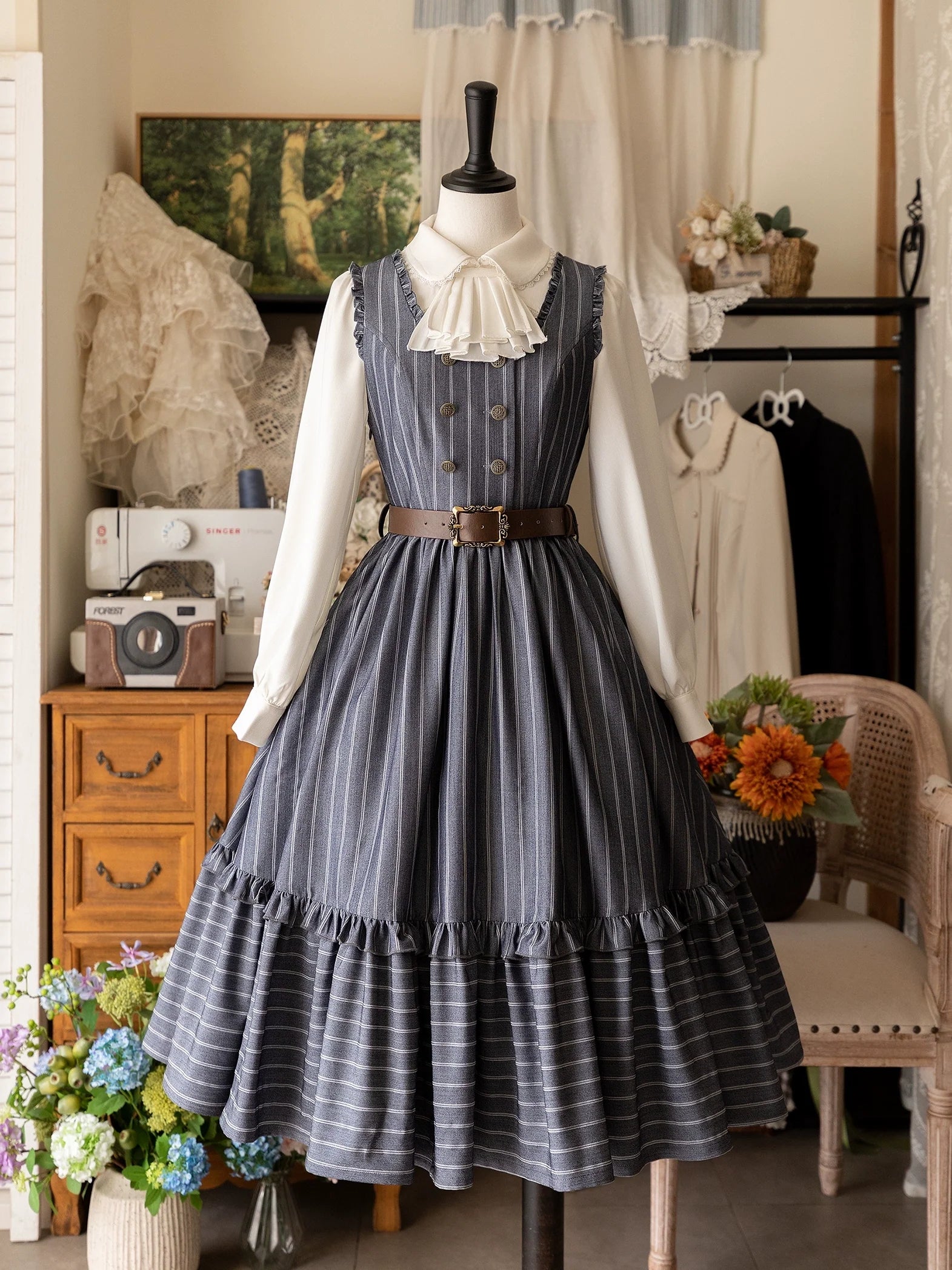 Little Manor - Classical Lolita JSK Dress & Long Sleeve Blouse - image 20