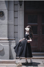 Thoughts - Vintage Black Lolita OP Dress with Square Neckline - image 13