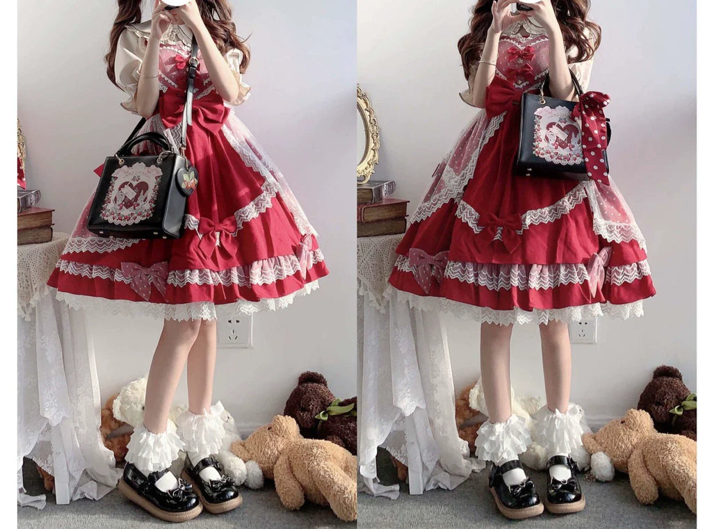 Retro Lolita Handbag PU Square Wedding Bag - image 8
