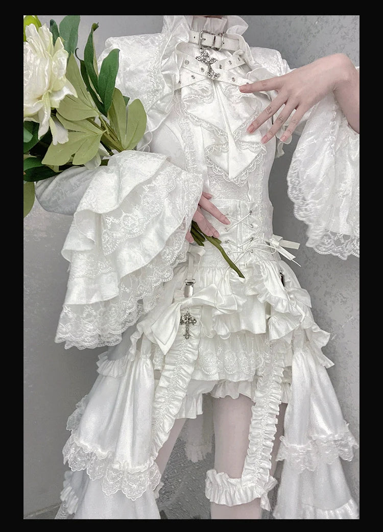 Omega Wedding Gothic Ouji Lolita White Suit - image 11