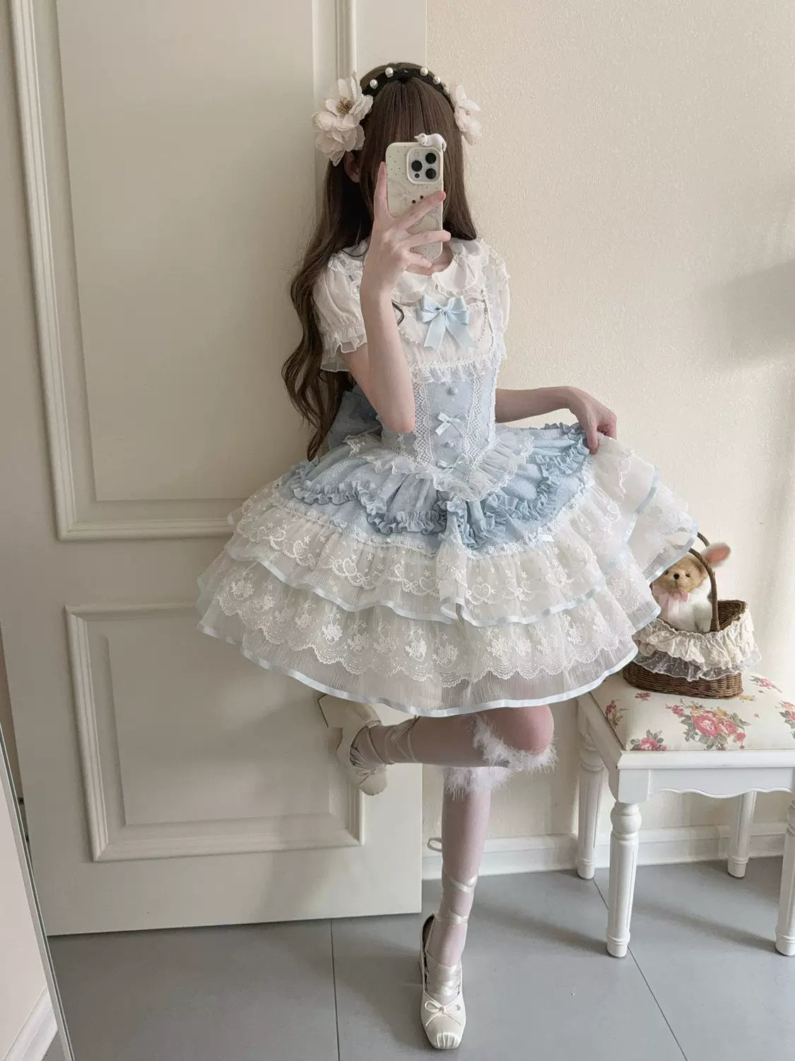 Ballet Dream - Sweet Lolita JSK Dress, Petal-like Layered Skirt - image 14