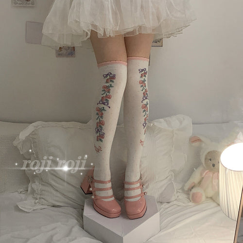 Autumn Sweet Lolita Cotton Thigh-high Socks - image 1