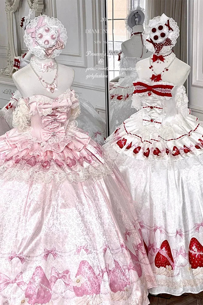 True Love Strawberry Princess White Sweet Lolita Ceremonial Dress - image 1