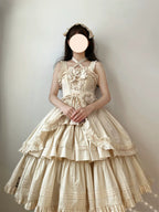 Cotton Gothic Lolita Long JSK, Drawn-up Hem - image 47
