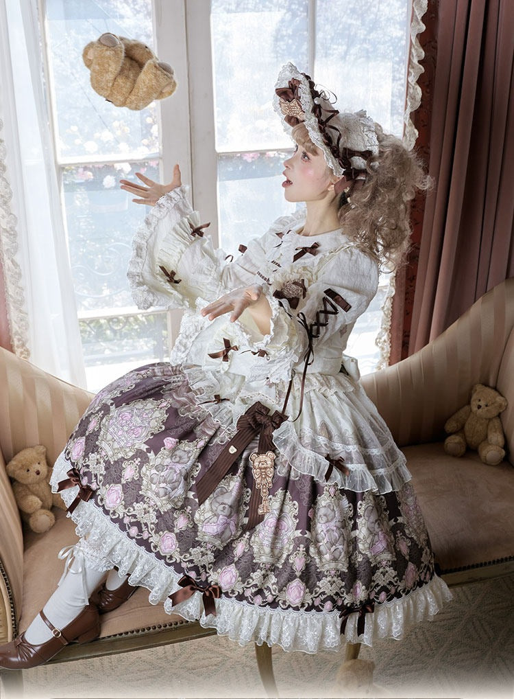 Sweet Ode Bear Printed Lolita JSK and Accessories Series - image 6