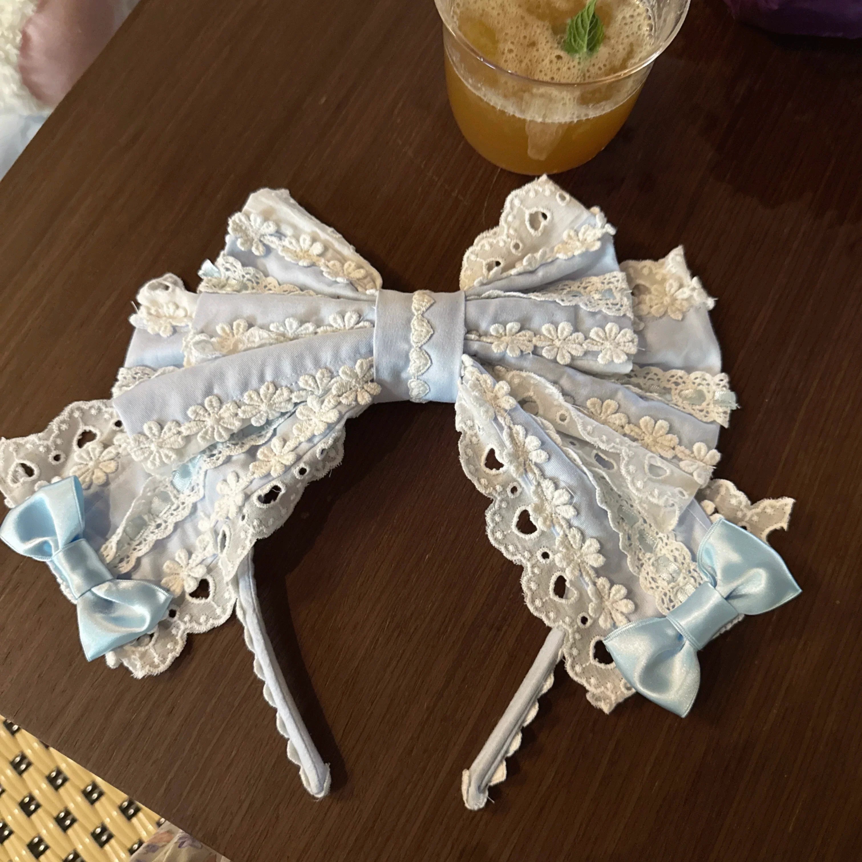 Creamy Sweet Bunny - Cotton Old School Lolita Bunny Ear OP Dress with Bows and Accessories - image 16