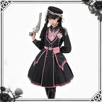 Chunlv Dark Pink Military Lolita OP Dress and Cloak - image 9