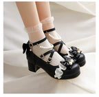 Round Toe Sweet Lolita Shoes, Detachable Pearl Chain - image 9