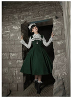 Abyss Clinic - Gothic Lolita Green Dress Set, Embroidery Accent - image 30
