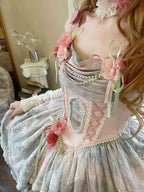 Flower Field Oil Painting Pastoral Irregular Lolita JSK Dress and Accessories - image 4