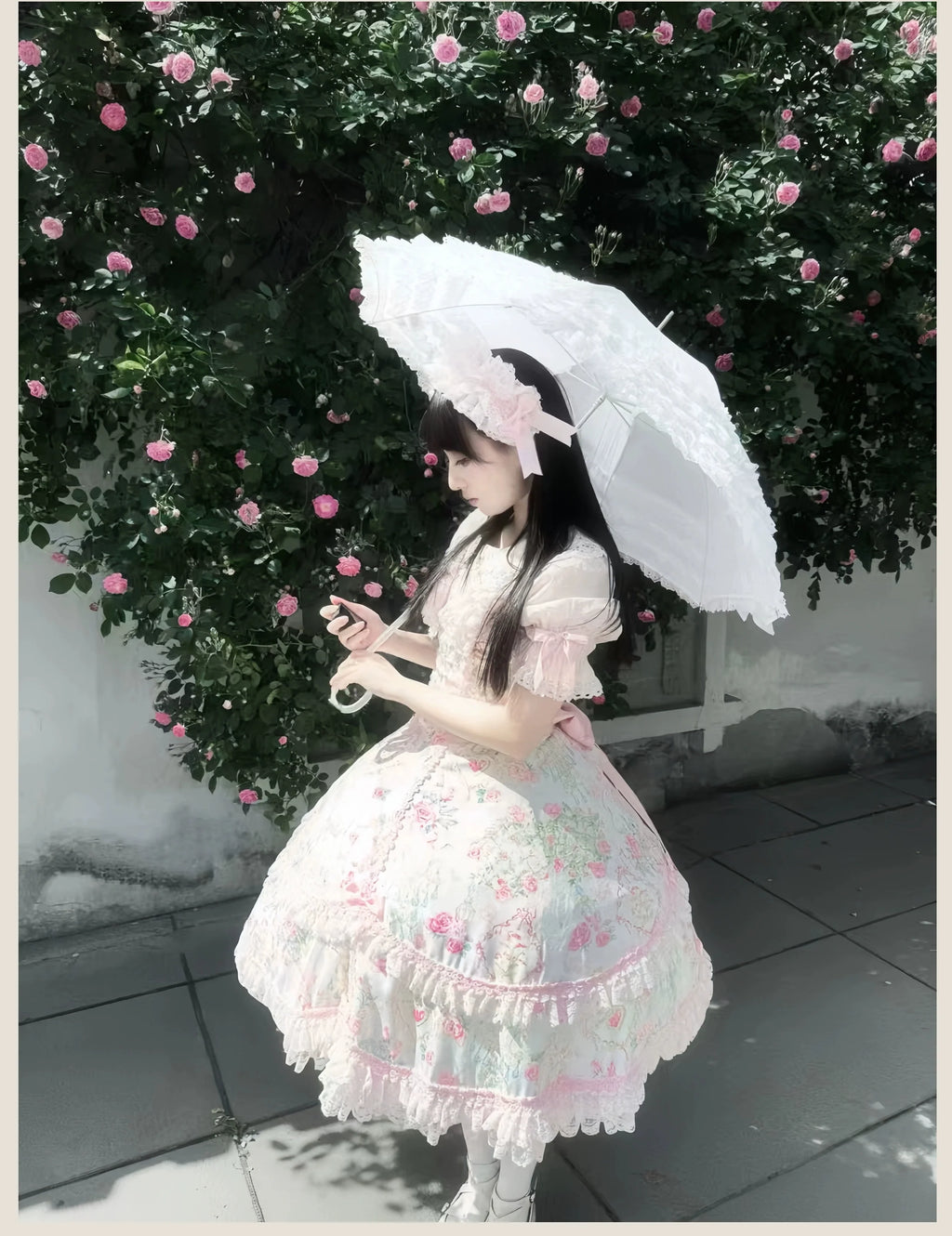 Spring 2025 - Floral Old School Lolita JSK Dress, Lace Trims - image 12