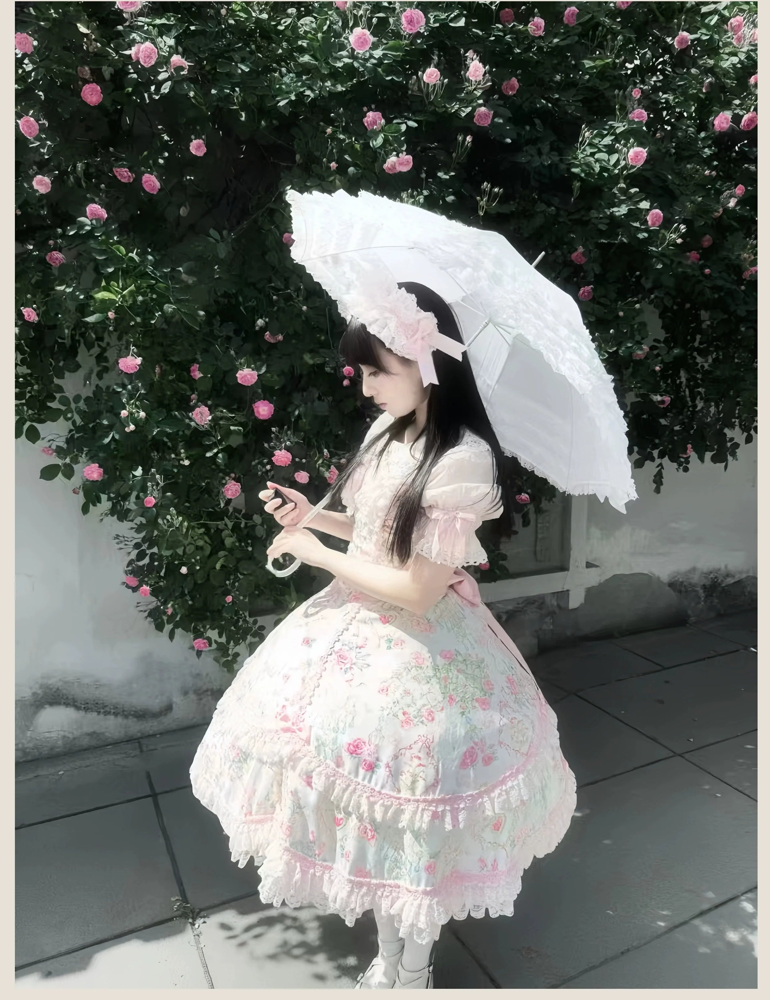 Spring 2025 - Floral Old School Lolita JSK Dress, Lace Trims - image 12