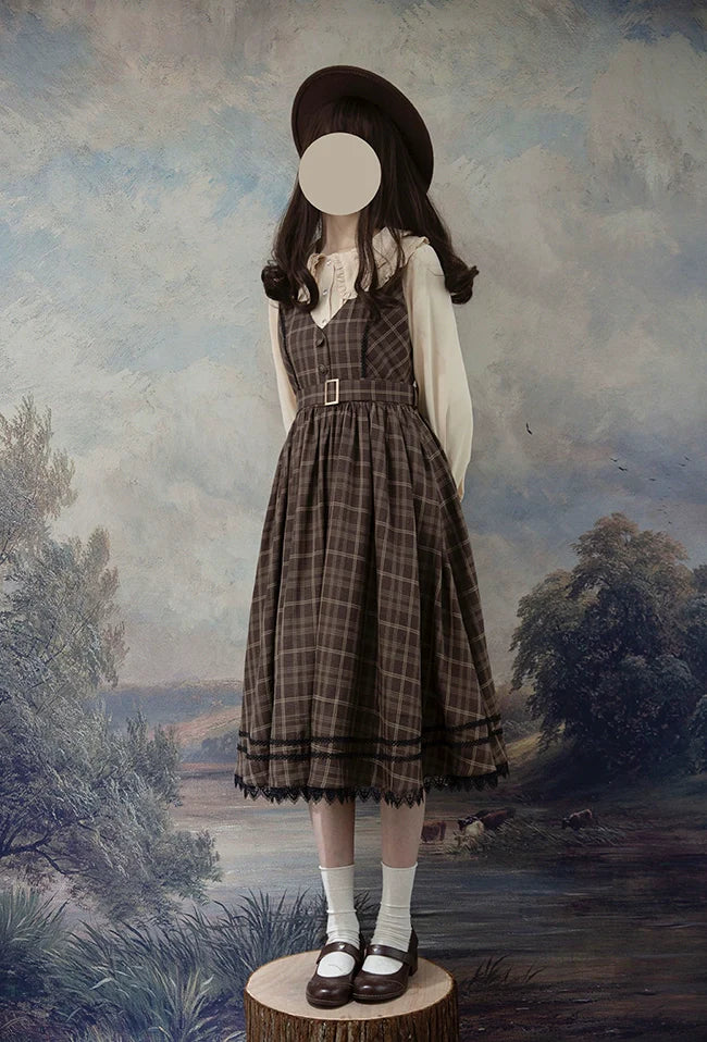 Grena's Poems - Plaid Elegant Lolita JSK Dress, V-Neck - image 6