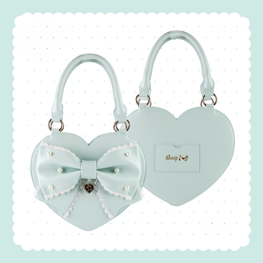 Vintage Sweetheart - Lace Bow Heart Lolita Handbag - image 11