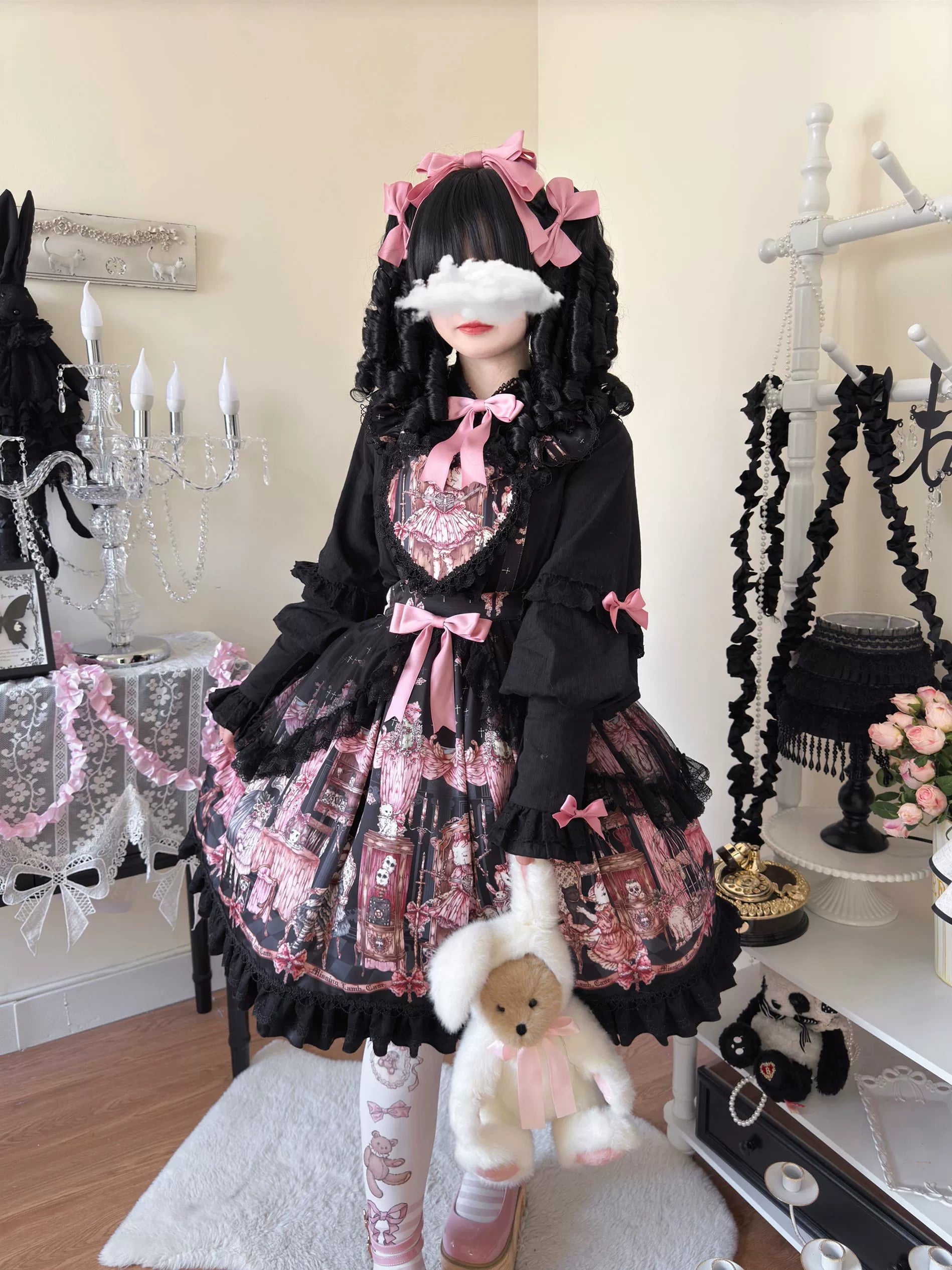 Missing Lamb Case - Gothic Lolita Dress Set with Sheep Prints - image 43