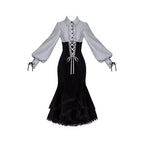Dusk Moment - Classic Lolita Striped OP & Mermaid Dress Set, Fishbone Waist - image 29