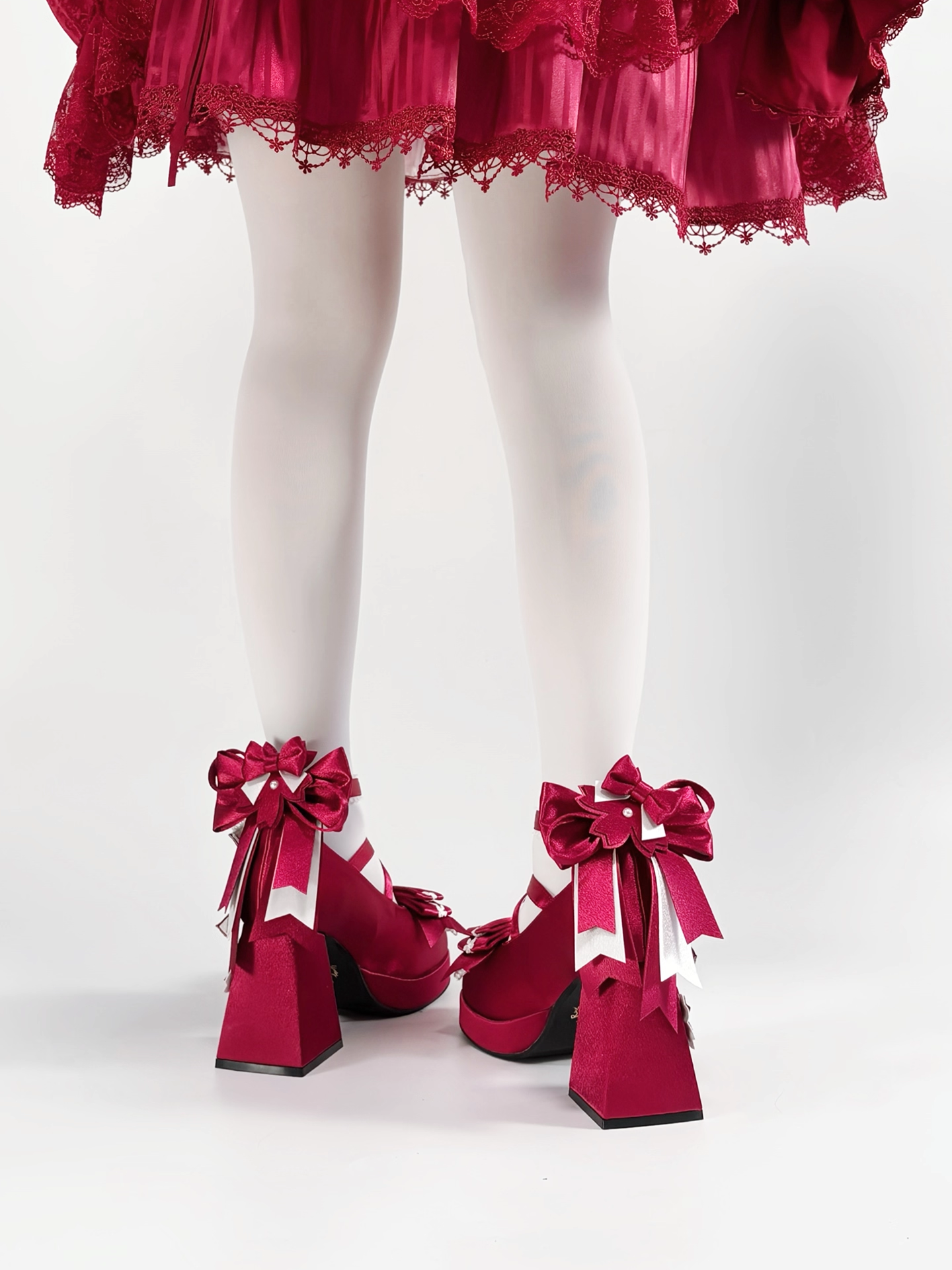 Sakura Oath - Sweet Lolita Chunky Heel, 3D Floral Decoration - image 17