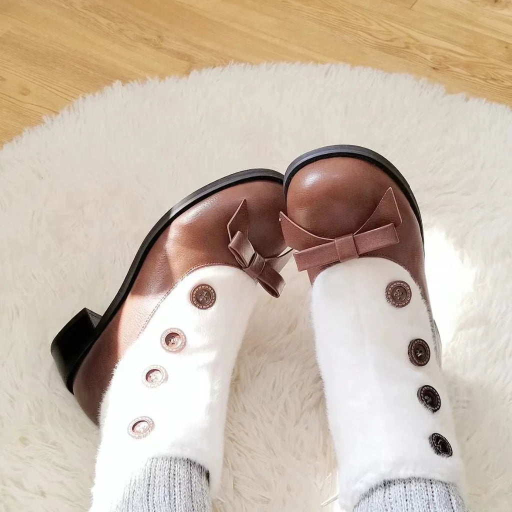 Winter Lolita Boots Fur Mary Jane Lolita Low Heel Shoes - image 60