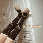 Bear Dots Bow Cotton Lolita Thigh-High Stockings - image 4