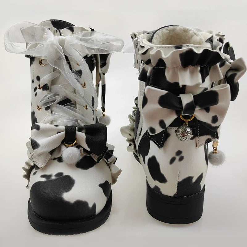 Enthusiastic Ideation - Elegant Lolita Shoes Fleeced Short Martin Boots - image 34