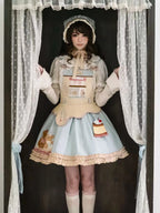 Teddy Bear Bakery Embroidered Cake Applique Sweet Lolita Suspender Skirt Set - image 5