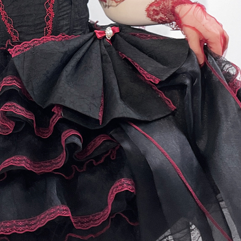 Shisan District - Wedding Lolita OP Suit with Angel Demon Wings - image 25