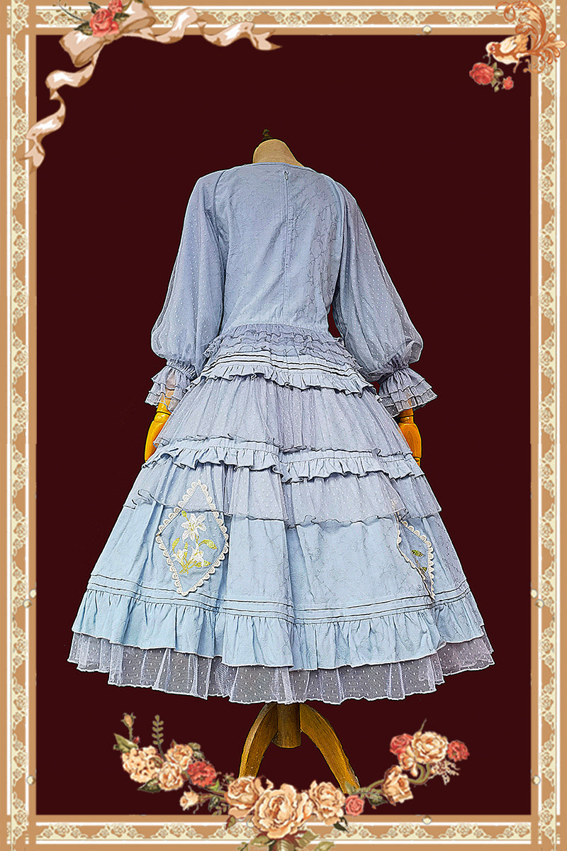 Melaleuca Lily - Embroidery Country Lolita Blouse and Skirt and Accessories - image 4