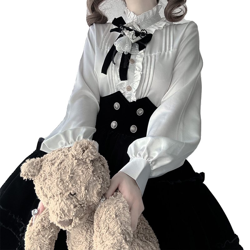 Erosion Heart F-Type - Ouji Lolita Suit Black Velvet Shorts and Skirt - image 25