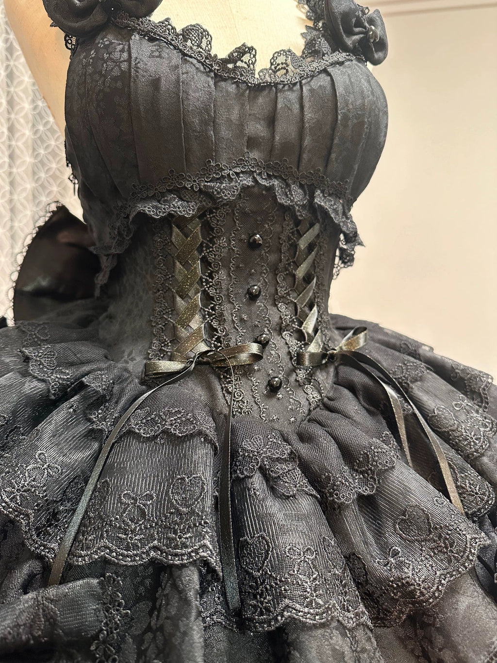 Mori Isle - Solid Gothic Lolita JSK Dress, Embroidered Lace - image 17
