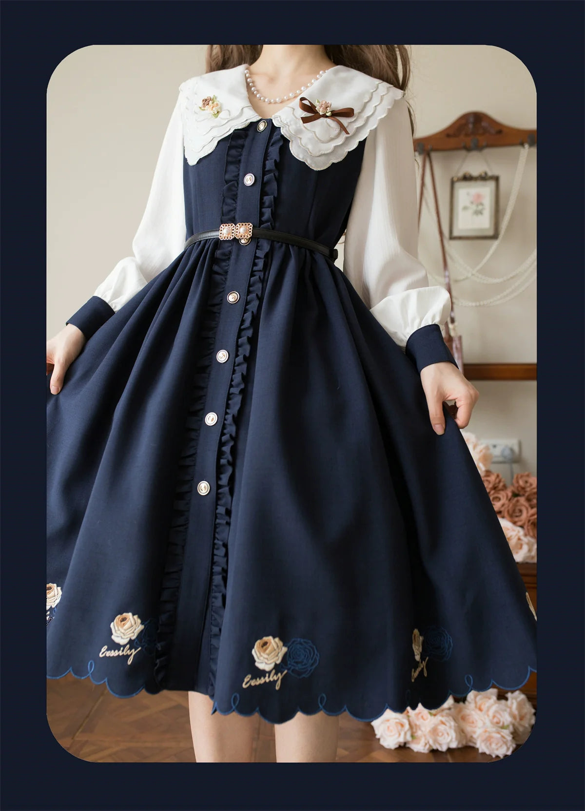 Window Rose - Classic Embroidered Front-Button OP Dress - image 16
