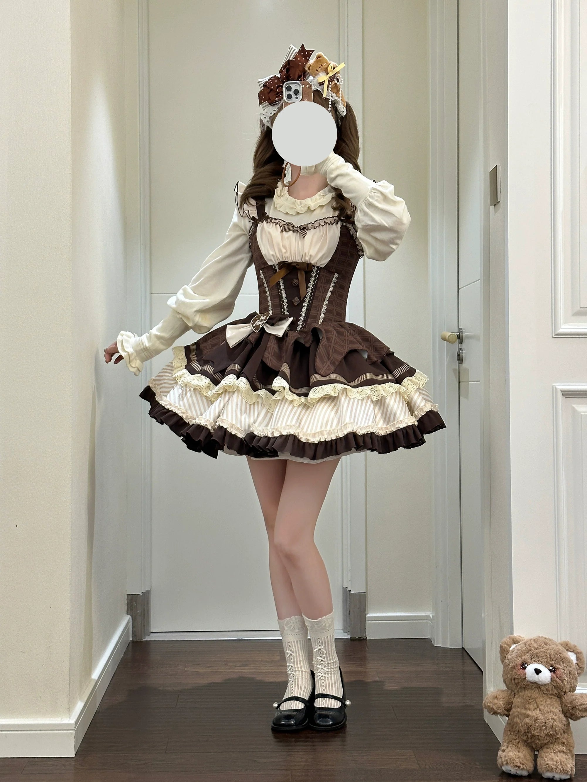 Thin Choco - Sweet Lolita Petite JSK Puffy Mini Dress KC - image 18