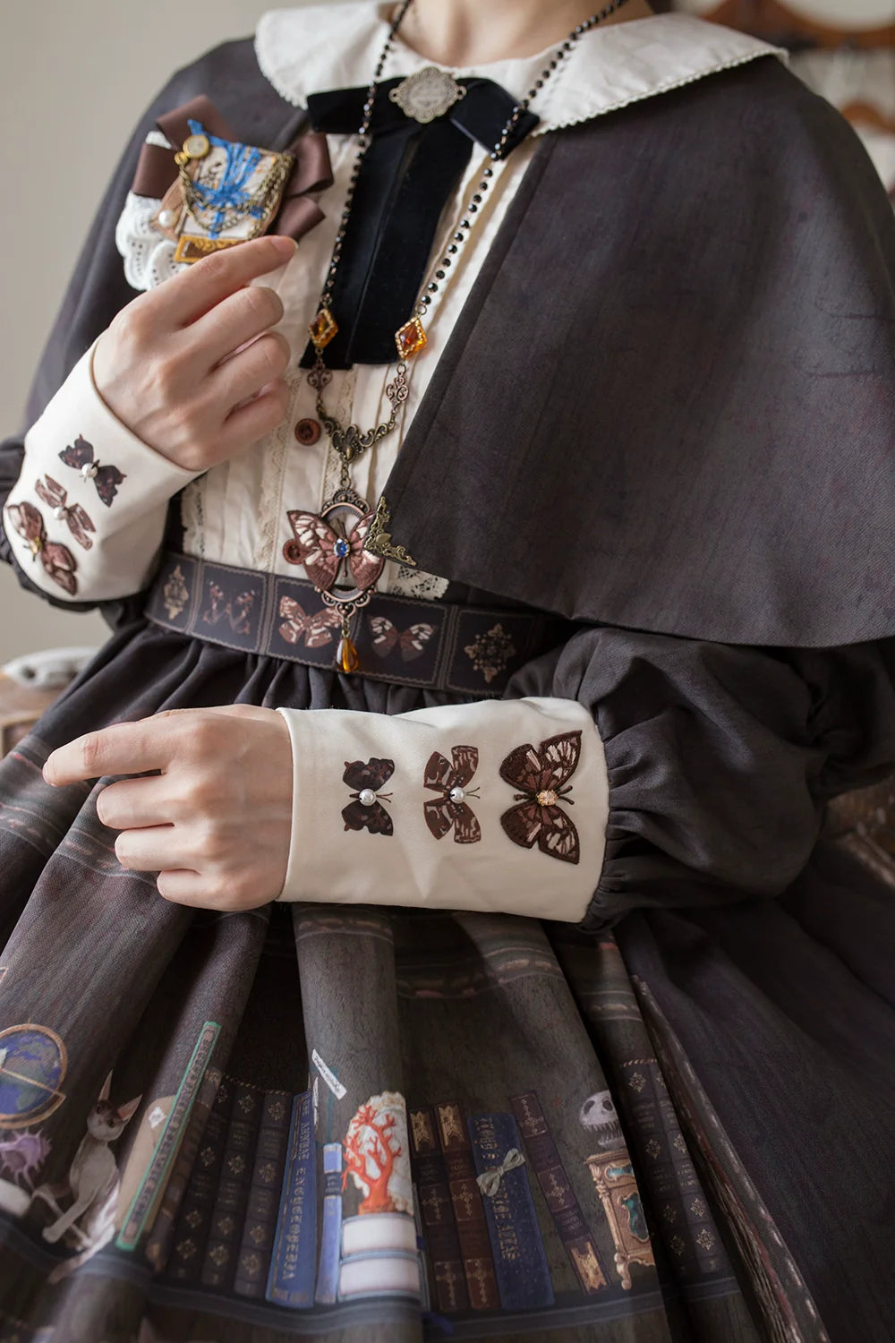 German Bookshelf - Classic Lolita OP Dress & Detachble Cape - image 20