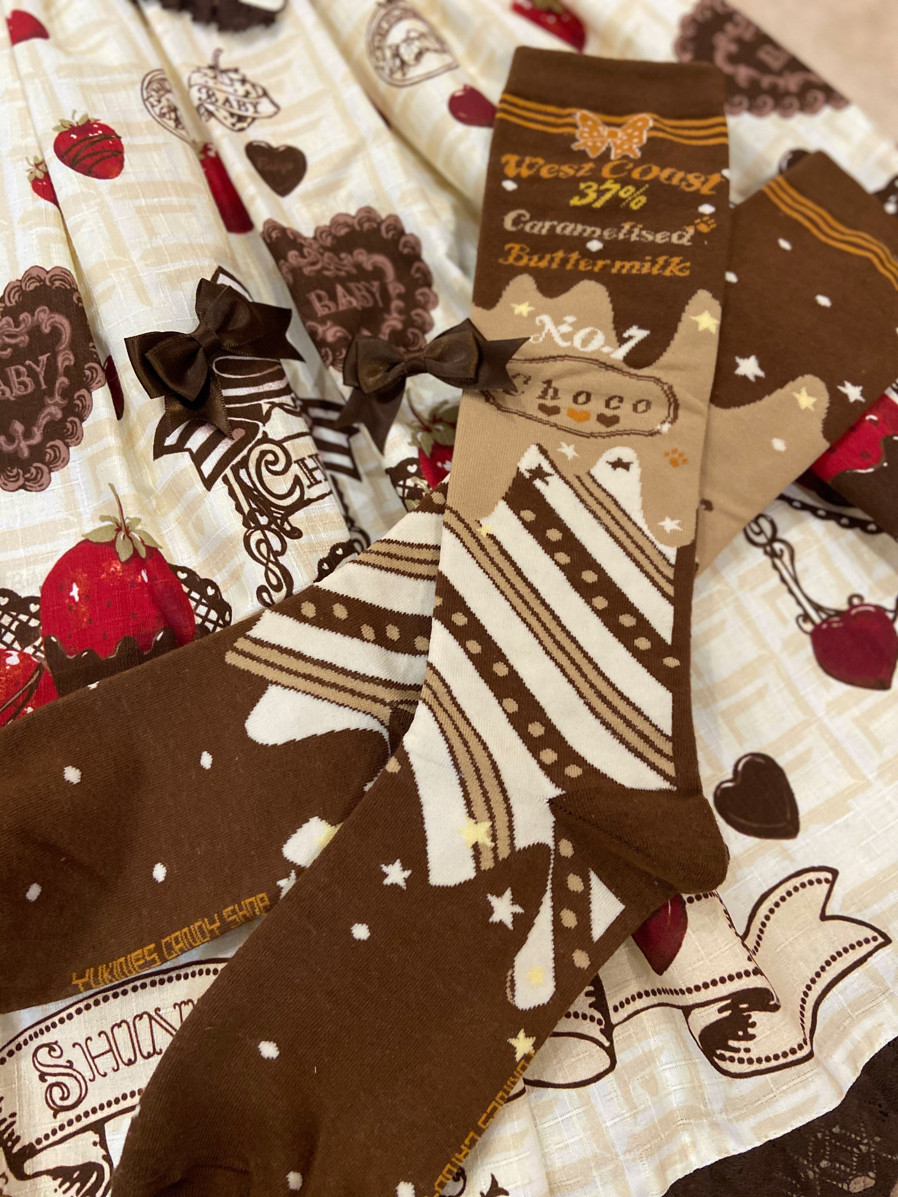 Kawaii Lolita Chocolate Color Cotton Socks - image 13