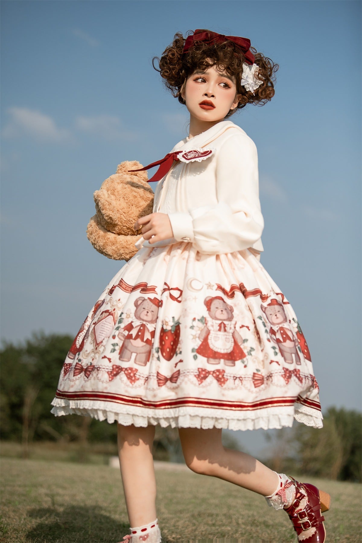 Christmas New Year Winter Lolita JSK Coat Set - image 7